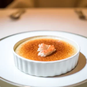 Crab creme brulee served