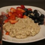 Oatmeal with strawberries and blueberries